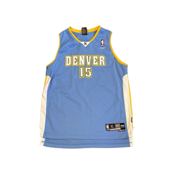 Vtg Reebok Youth Carmelo Anthony #15 Denver Nuggets Jersey Blue XL Length +2​​​​ - Picture 1 of 8